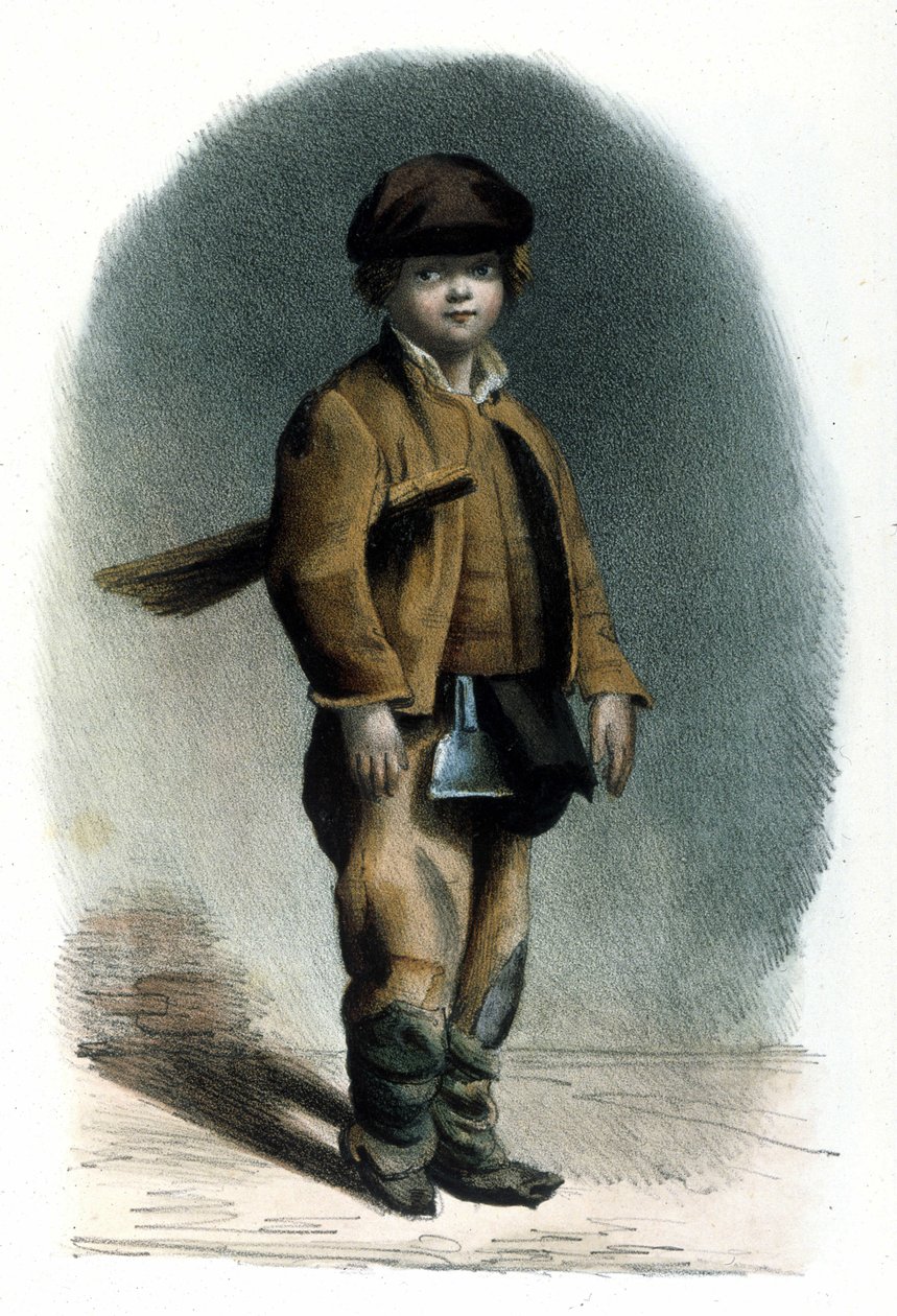 Milanolainen metier: savupiippu savupiippu. 1830 Locarnon kaiverrus. tekijältä Italian School