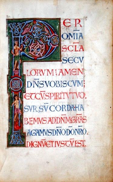 Ms.49. f.4r Historioitu alkukirjain 