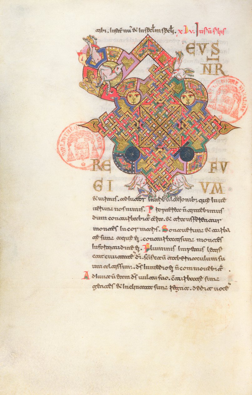 Ms 364 Letter D (Deus) Alkukirjain Monte Cassinon breviaarista tekijältä Italian School