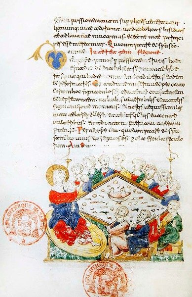 Ms 364 Viimeinen ehtoollinen, Monte Cassinon breviaarista (vellum) tekijältä Italian School