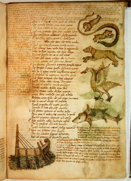 Ms Ital 483 P.4.7 f.159r Constellations, Fazio degli Ubertin (vellum) "Dittamondosta" tekijältä Italian School