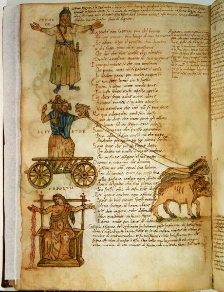 Ms Ital 483 P.4.7 f.160r Cepheus ja Cassiopeia, Fazio degli Ubertin (vellum) Dittamondosta tekijältä Italian School