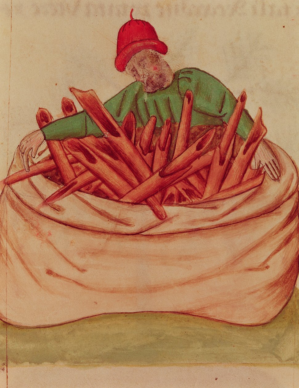Ms Lat 993 L.9.28 Fol.36v Cinnamon Merchant, Dioscorides (vellum) "Tractatus de Herbis" tekijältä Italian School