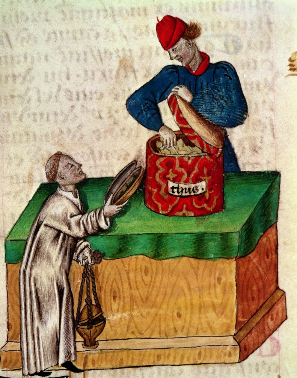 Ms Lat 993 fol.104r Suitsukemyyjä, Dioscorides (vellum) "Tractatus de Herbis" tekijältä Italian School