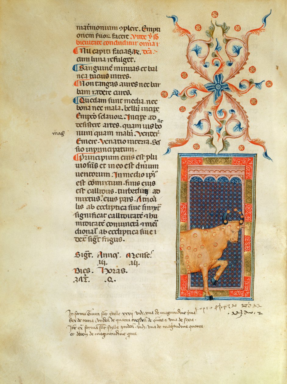 Ms Latin 7272 fol 113 Valaistu kalenterisivu huhtikuulle tekijältä Italian School