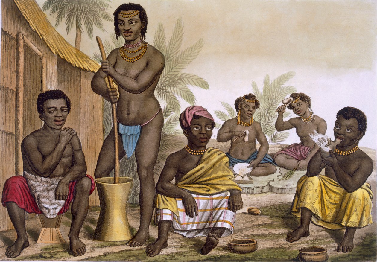 Muchicongo-heimon alkuasukkaat, lähellä Luandaa, Kongo, osa II, c1820-3 tekijältä Italian School