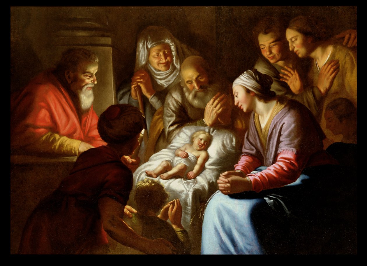 Nativity Scene (öljy kankaalle) tekijältä Italian School