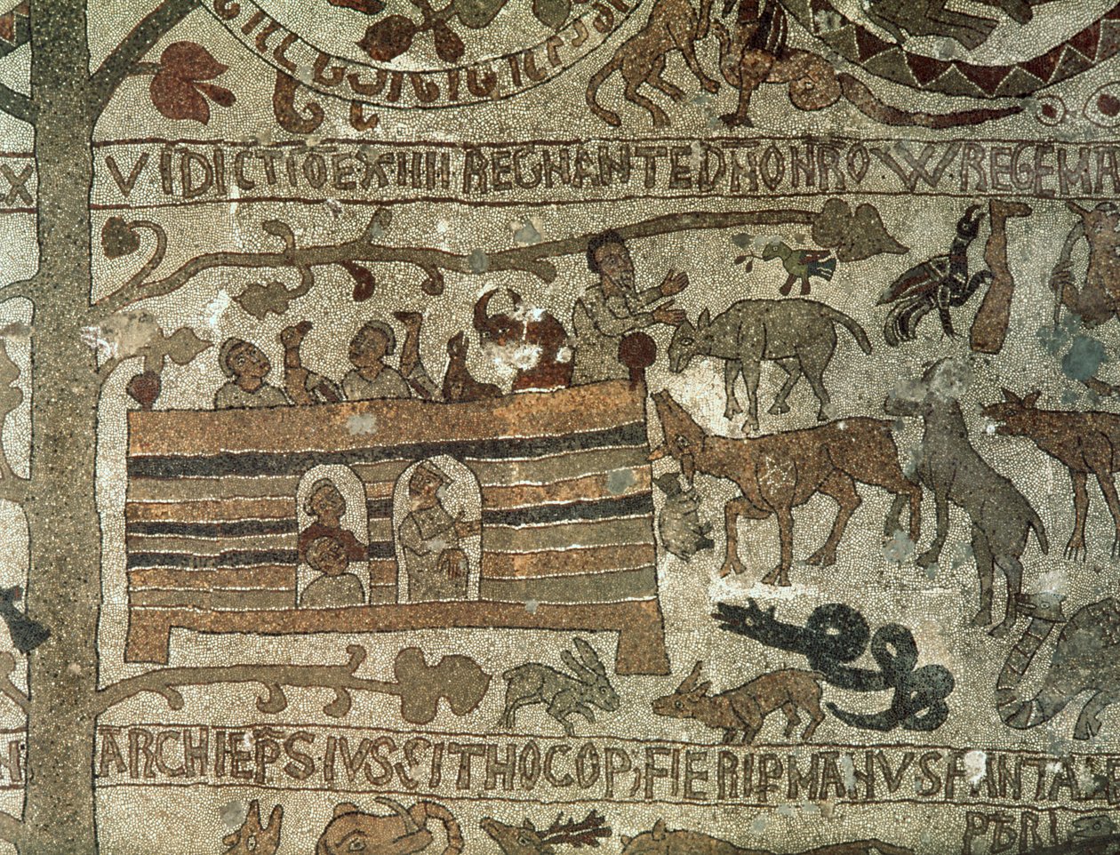 Nooan arkki, 1166 (mosaiikki) tekijältä Italian School