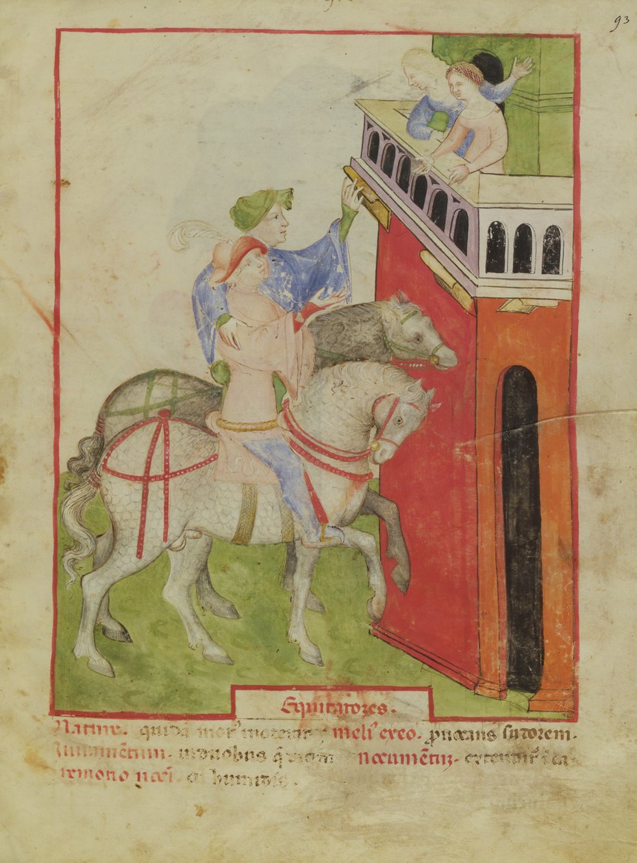 Nouv Acq Lat 1673 f.93 Ratsastus, Tacuinum Sanitatis, n. 1390-1400 tekijältä Italian School