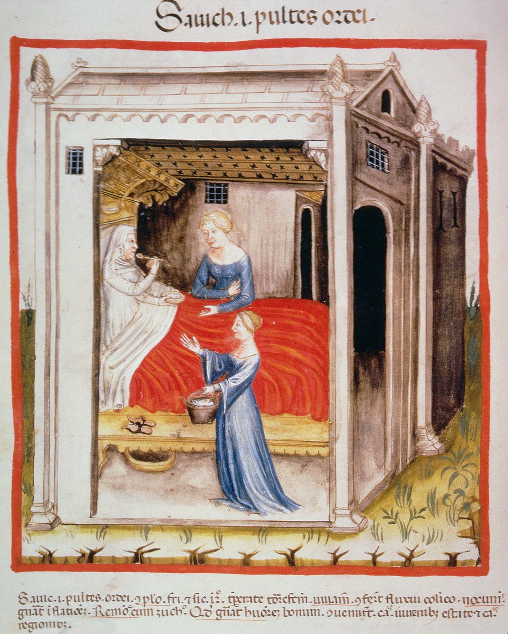 Nova 2644 fol.44v Tasting ohrakeitto, Tacuinum Sanitatis tekijältä Italian School