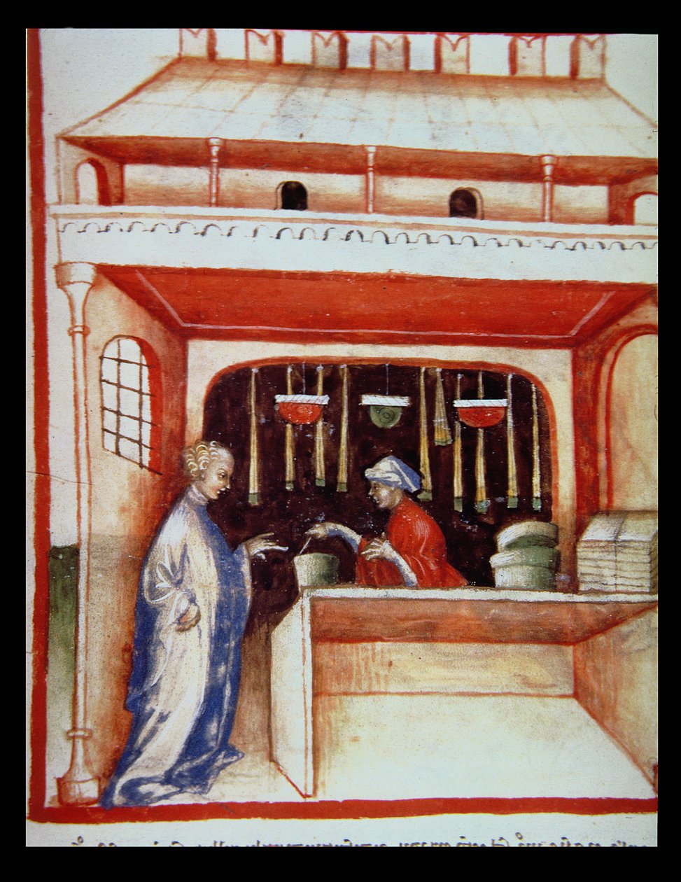 Nova 2644 fol.93v Myskimyynti, Tacuinum Sanitatis tekijältä Italian School