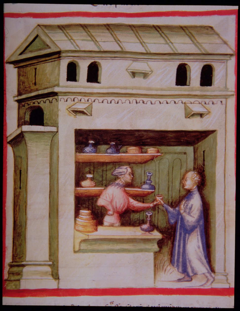Nova 2644 fol.95r Etikkasiirappi, valmistaja Tacuinum Sanitatis tekijältä Italian School