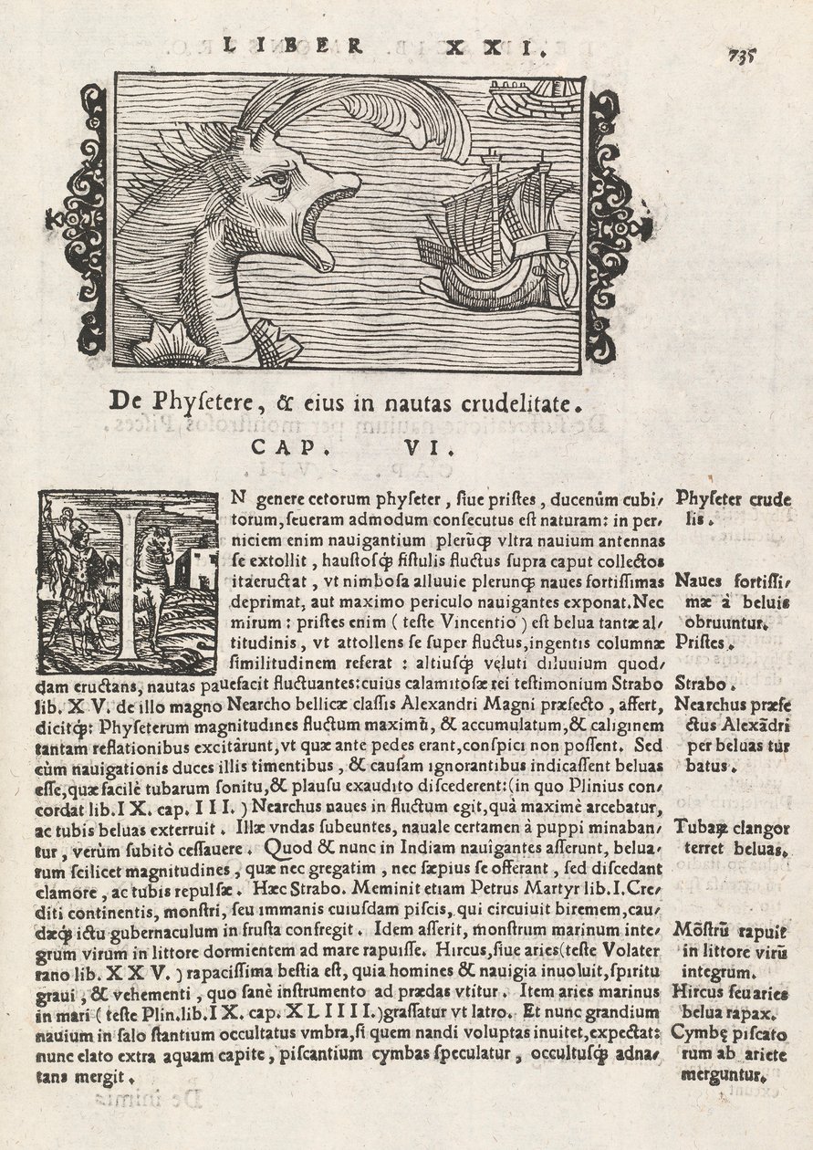 Sivu 735 teoksesta The History of the North, kirjoittanut Magnus Olaus, Rooma 1565 (painatus ja kaiverrus) tekijältä Italian School