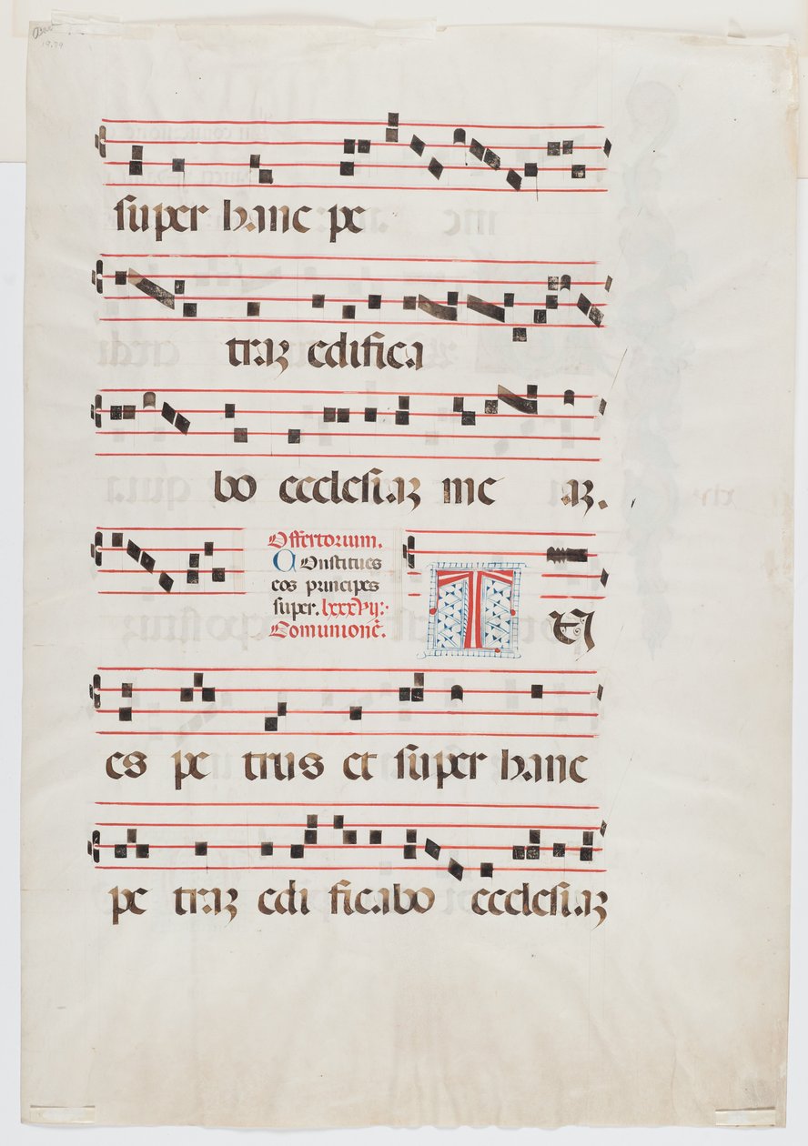 Sivu messu- tai kuorokirjasta, Pohjois-Italia, 1400-luvun ensimmäinen puolisko (muste vellum) (ks. myös 499212) tekijältä Italian School