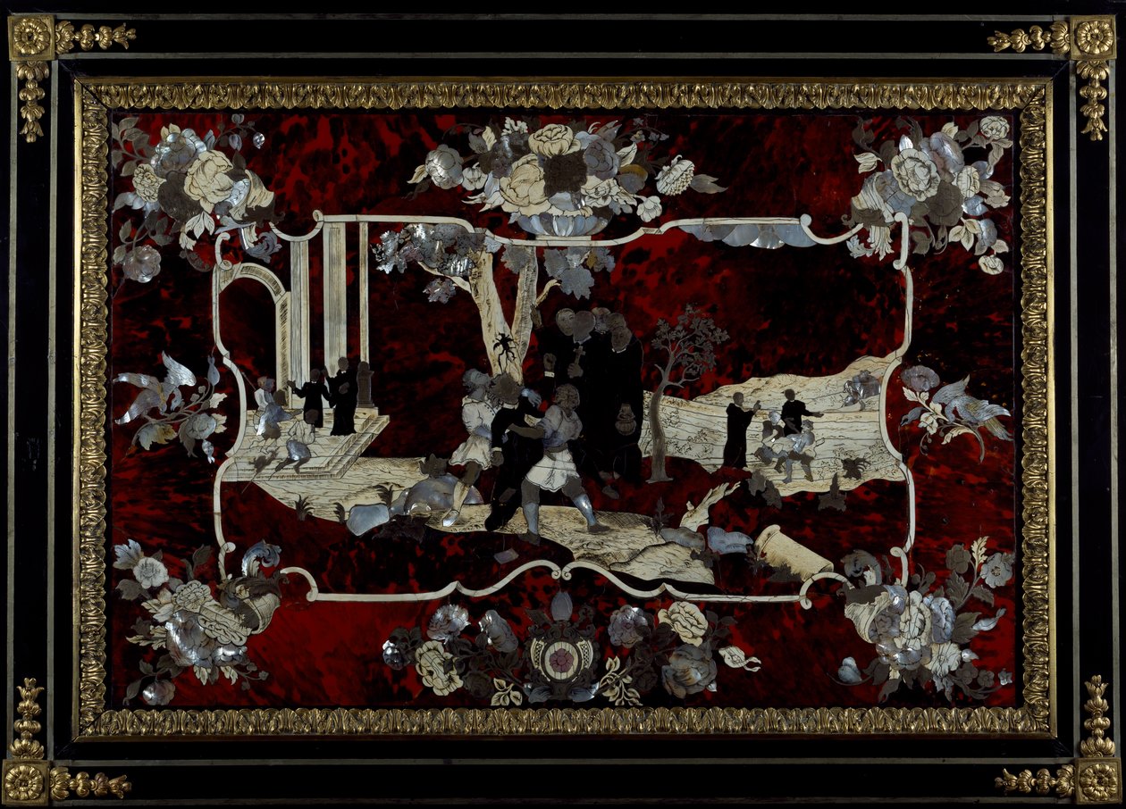 Paneelimarquetry, jonka valmistaa Royal Manufacture of Napoli, Italia tekijältä Italian School