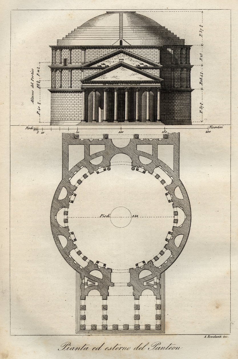 Rooman Pantheon, valmistui v. 125 jKr. Hadrianuksen hallituskaudella - kaiverrus kirjasta "Kaikkeuden kaikkien kansojen tapoja ja perinteitä". Se on kaikkien kansojen hallituksen, lakien, miliisin, uskonnon historiaa kaukaisimmista ajoista aina vuoteen ast tekijältä Italian School