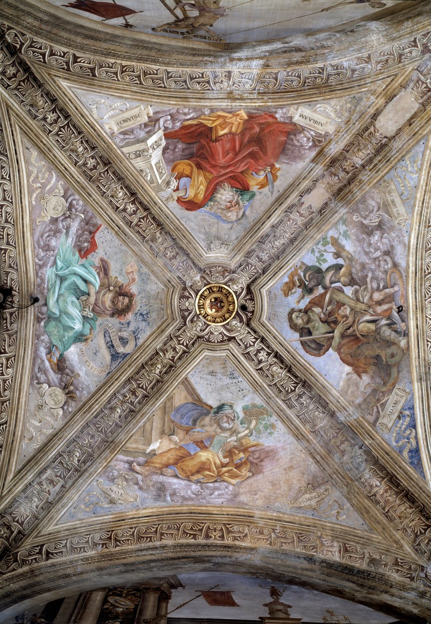 Patriarkat Adam, Abraham, Jaakob ja Nooa. 1300-luku, fresko tekijältä Italian School
