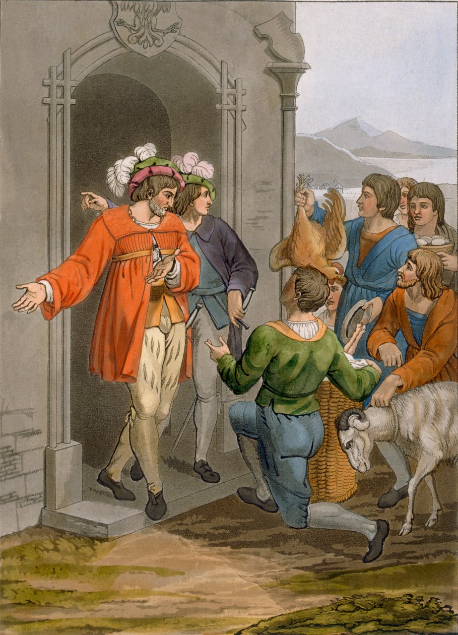 Talonpojat antavat kymmenykset, Alppien alue, n. 1800-18 tekijältä Italian School
