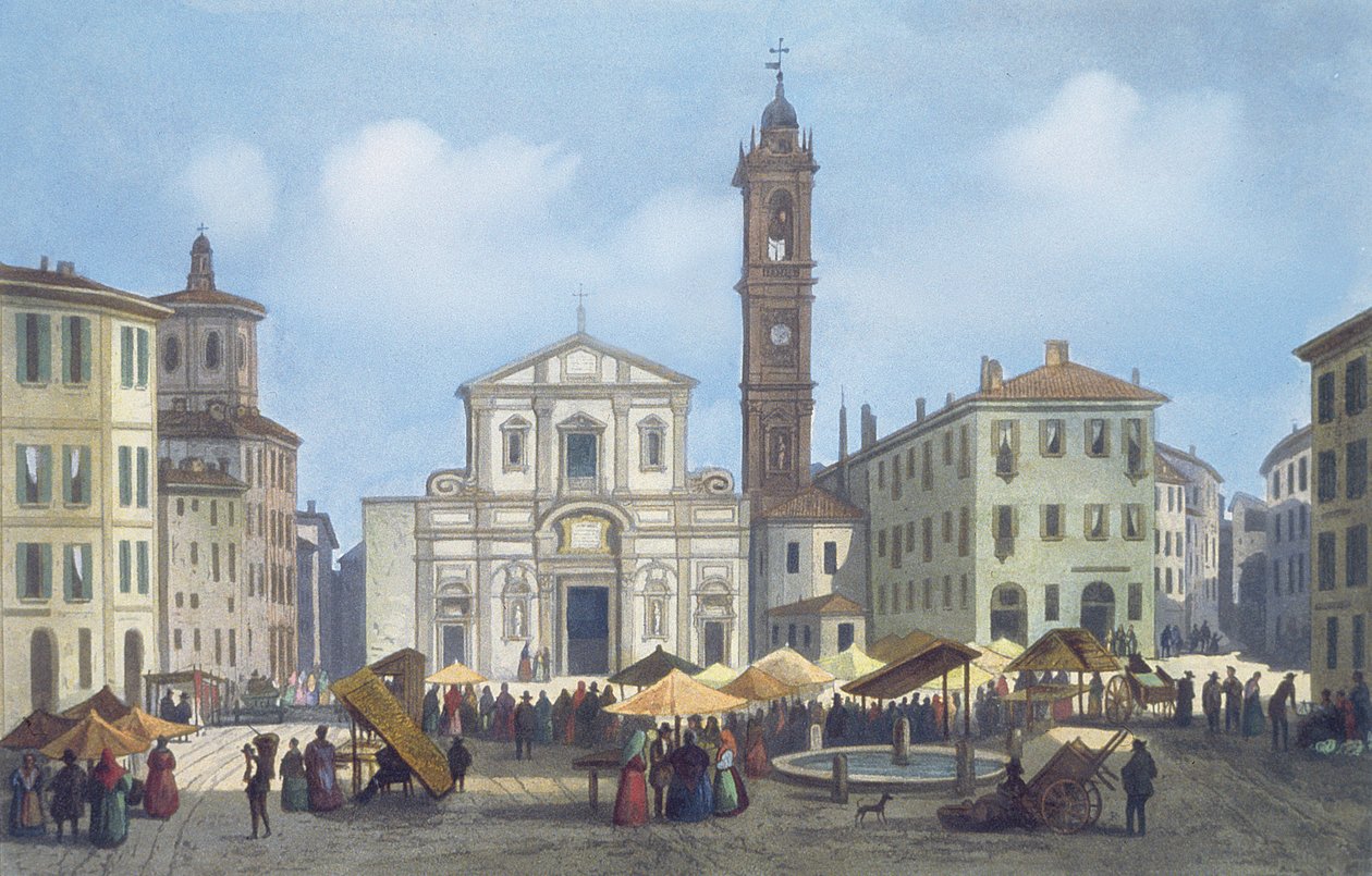 Piazza Santo Stefano näköalasta Milanoon ja sen ympäristöön tekijältä Italian School