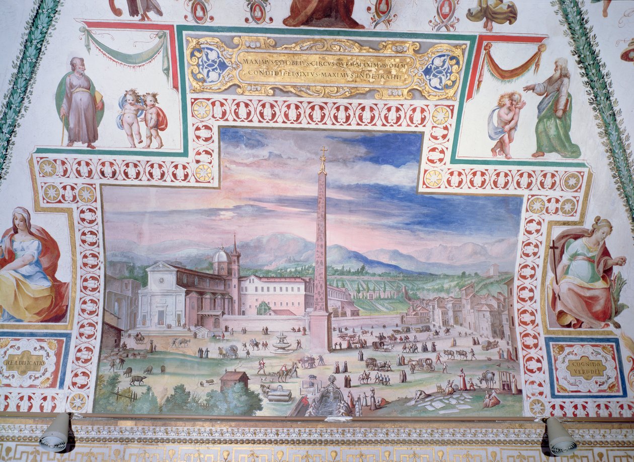 Piazza del Popolo, paavi Sixtus V:n vallan aikana tekijältä Italian School