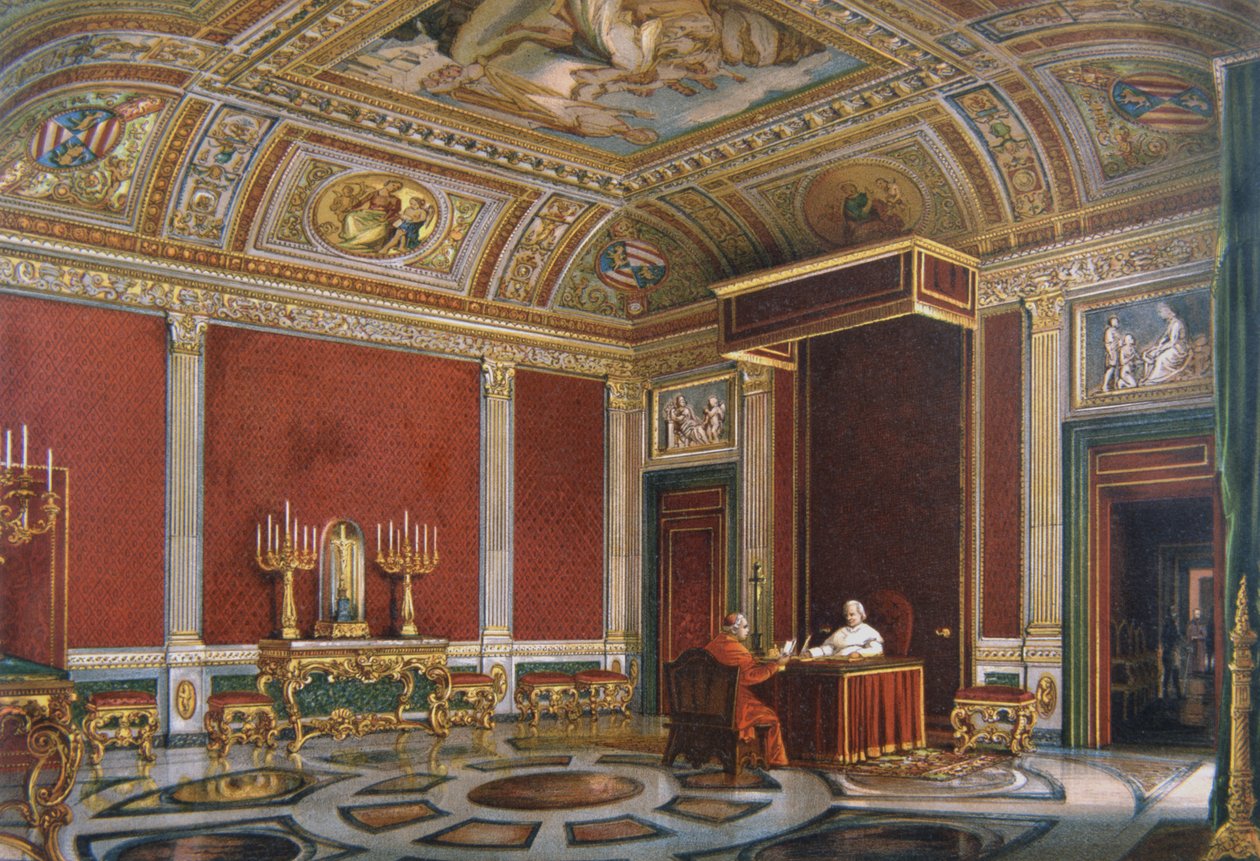 Pius IX Quirinalen paavin Audience Hallissa tekijältä Italian School