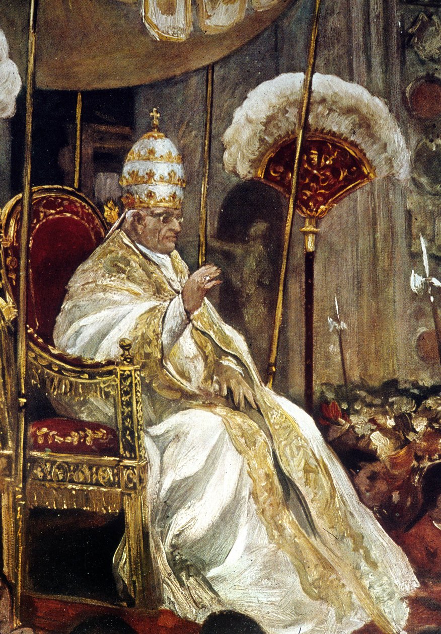 Pyhä isä Pius XI saapuu Pietarinkirkkoon ja kantaa "Sedia gestatoria", pääsiäinen 1937 (öljy kankaalle). tekijältä Italian School