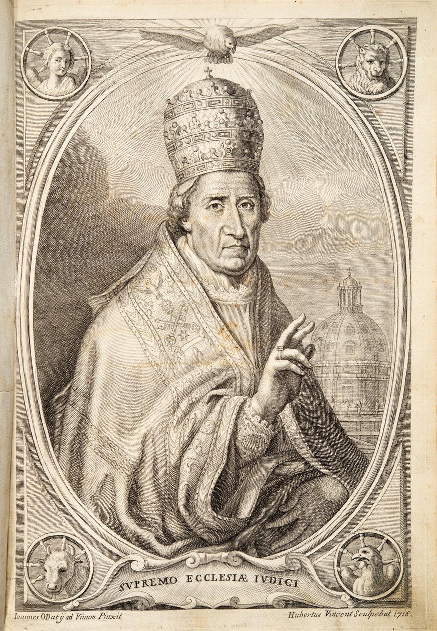 Paavi Klemens XI, pub. 1717 (kaiverrus) tekijältä Italian School