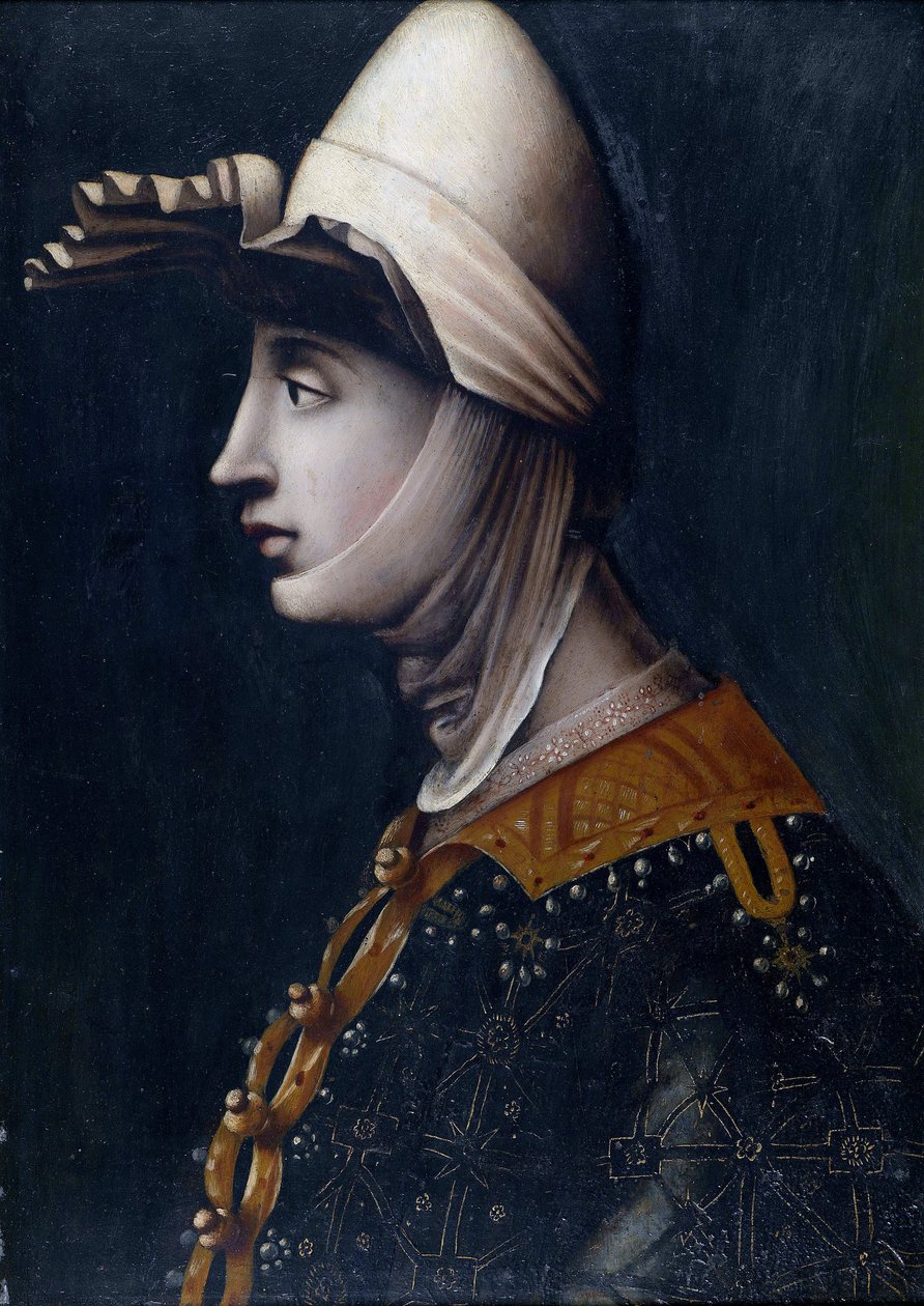 Muotokuva Toscanan kreivitär Matildasta, joka tunnetaan nimellä Canossa (Mathilde de Briey) (1046-1115) (Matilde di Toscana) (Matilde di Canossa) - Toscanan Matilda, Anonymous, 1500-luvun puoliväli. - Oil on Stone, 49,5x36 - Yksityinen kokoelma tekijältä Italian School