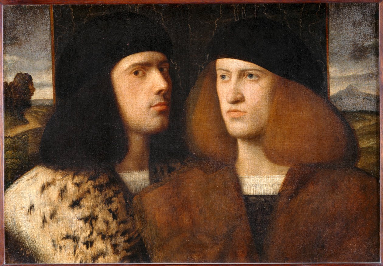 Portrait de de deux jeunes hommes - Muotokuva kahdesta nuoresta miehestä ... tekijältä Italian School