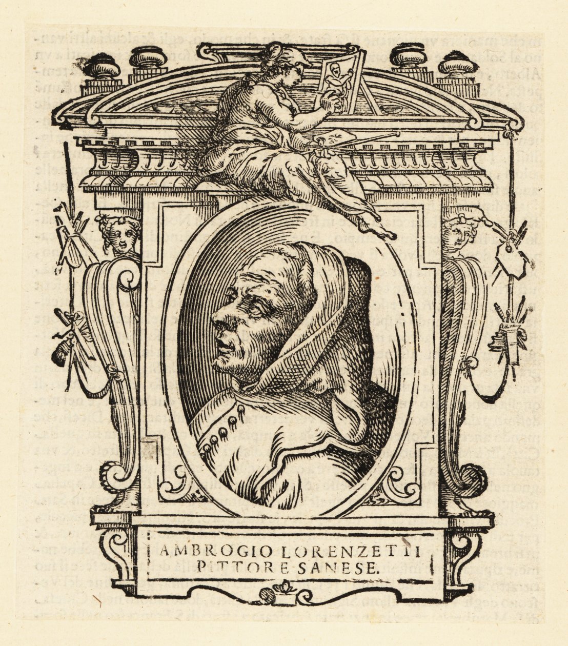 Ambrogio Lorenzettin tai Ambruogio Lauratin muotokuva, italialainen sienalaisen koulukunnan taidemaalari, noin 1290-1348 tekijältä Italian School