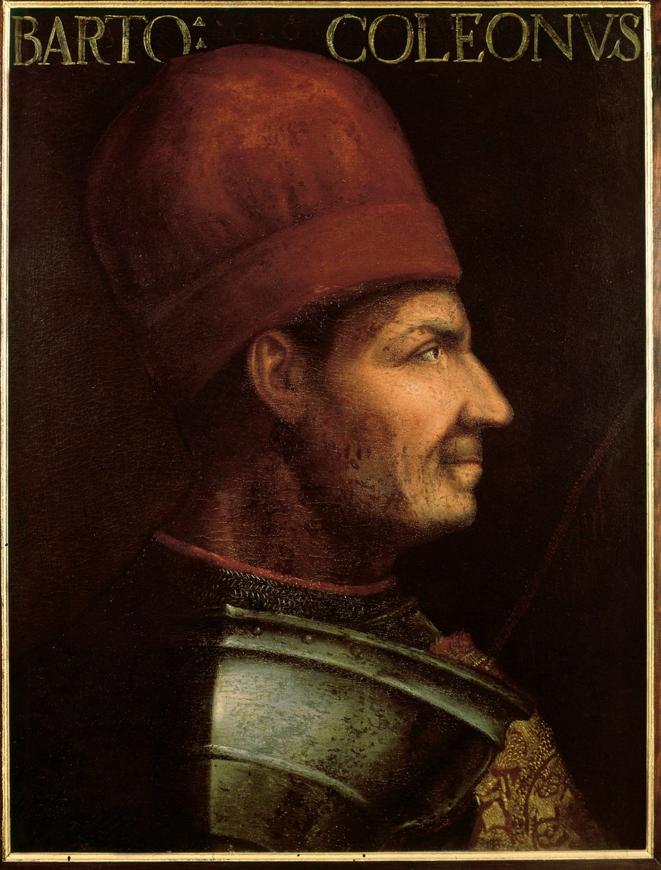 Muotokuva Bartolomeo Colleonista (n. 1400-1475), italialainen condottiere (maalaus) tekijältä Italian School