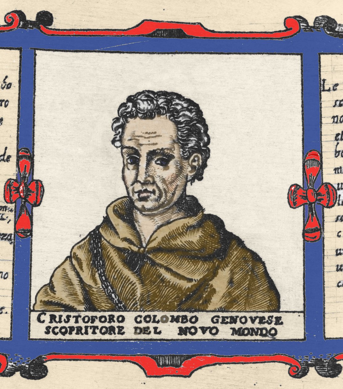 Kristoffer Kolumbuksen (1451-1506) muotokuva, yksityiskohta Urbano Monten atlasista tekijältä Italian School