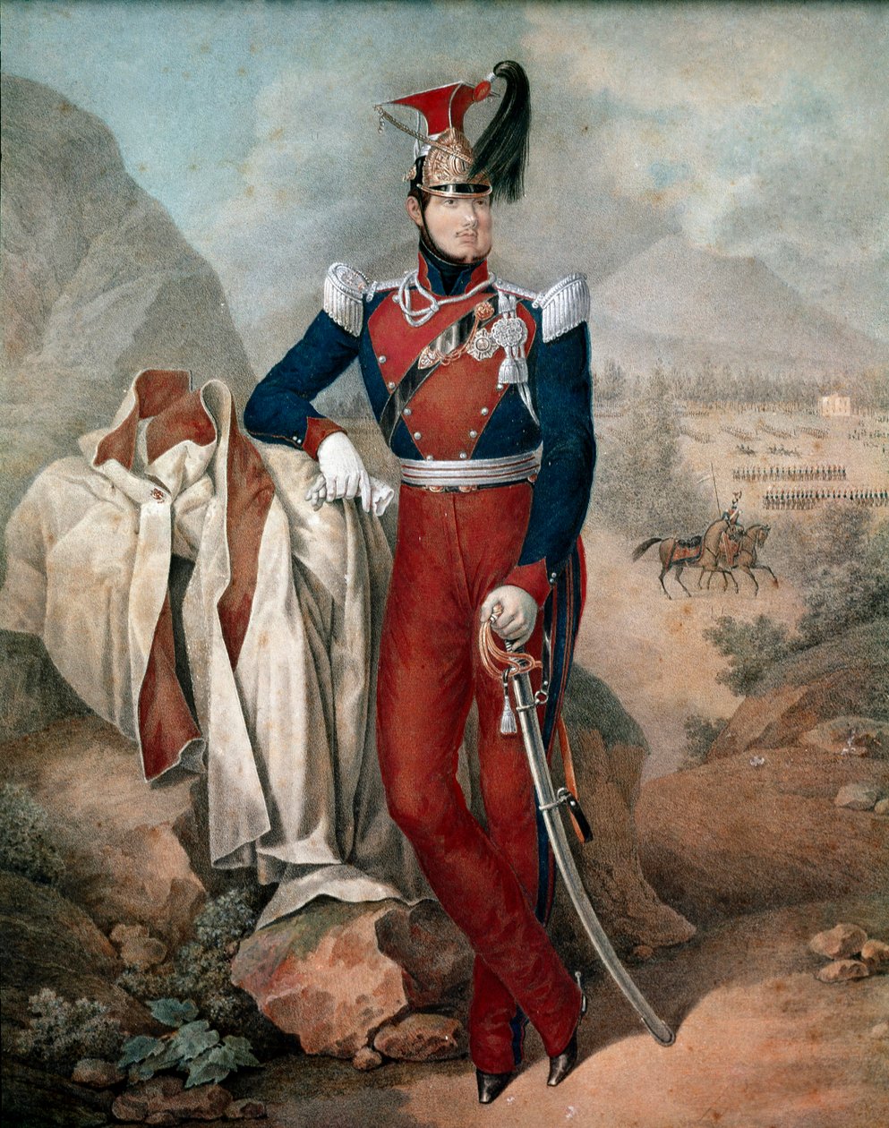 Kahden Sisilian kuninkaan Ferdinand II (Ferdinando Carlo) (1810-1859) muotokuva Anonyymi akvarelli. 1800-luvun Museo Nazionale di San Martino Napoli tekijältä Italian School