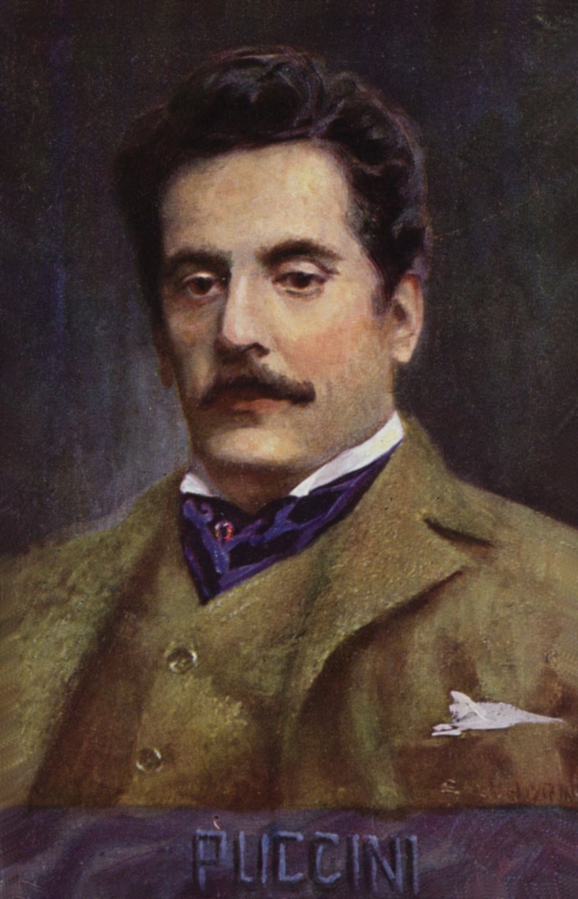 Giacomo Puccinin muotokuva (värilitra) tekijältä Italian School