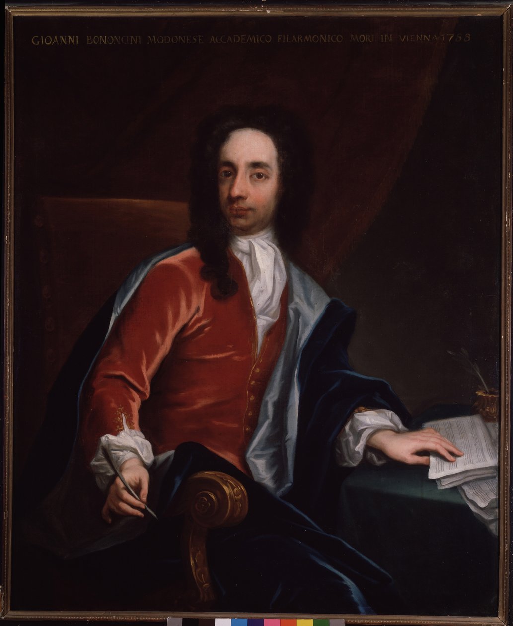 Muotokuva Giovanni Battista Bononcinista (1670-1747), italialainen barokkisäveltäjä ja sellisti tekijältä Italian School