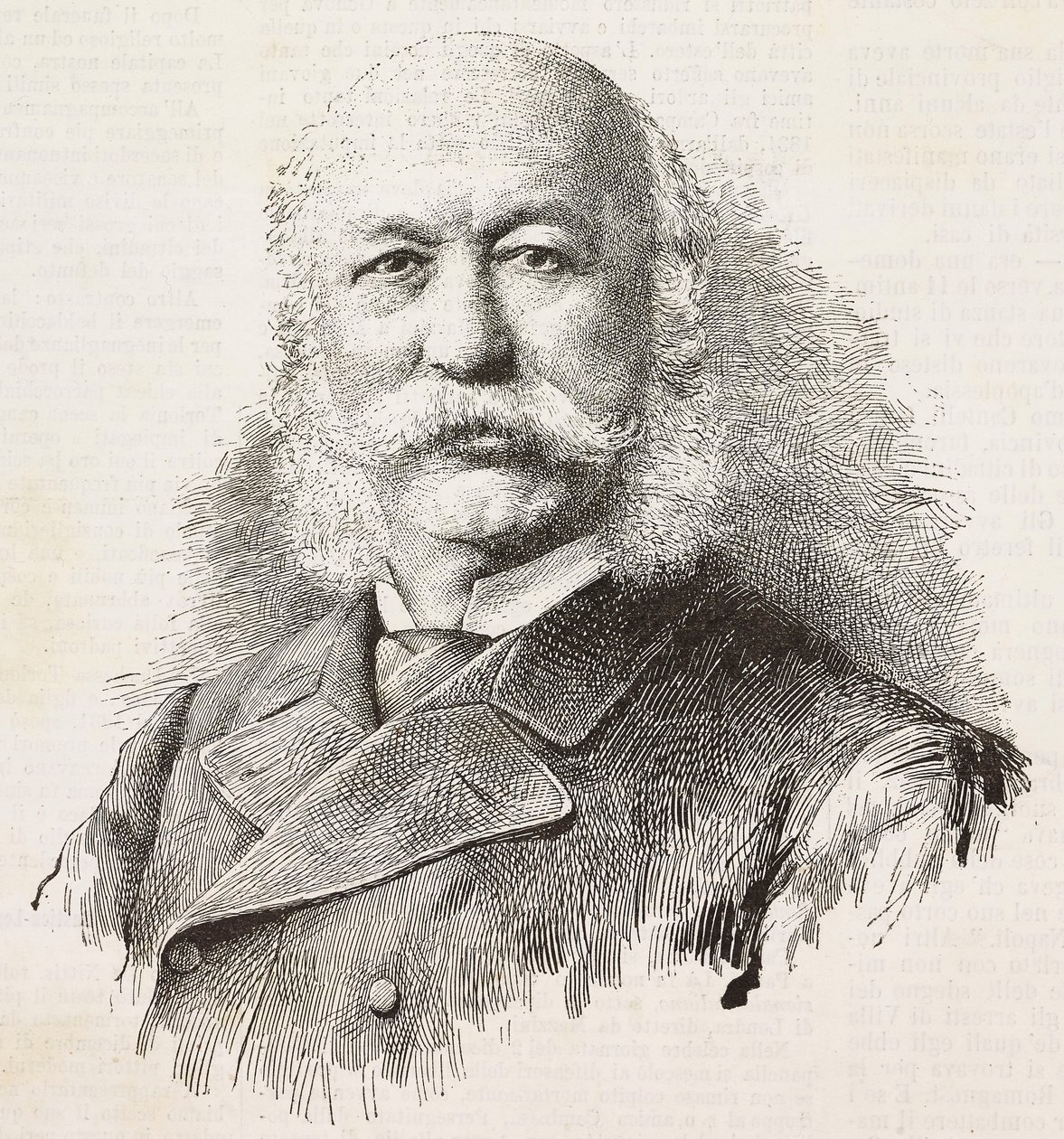 Girolamo Cantellin (1815-1884), italialaisen patriootin ja poliitikon muotokuva, kaiverrus Baronin ja Gardellin valokuvasta, L