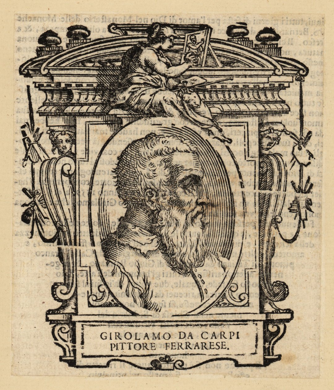 Girolamo Da Carpin muotokuva, italialainen taidemaalari ja sisustaja, joka työskenteli House of Esten hovissa Ferrarassa tekijältä Italian School
