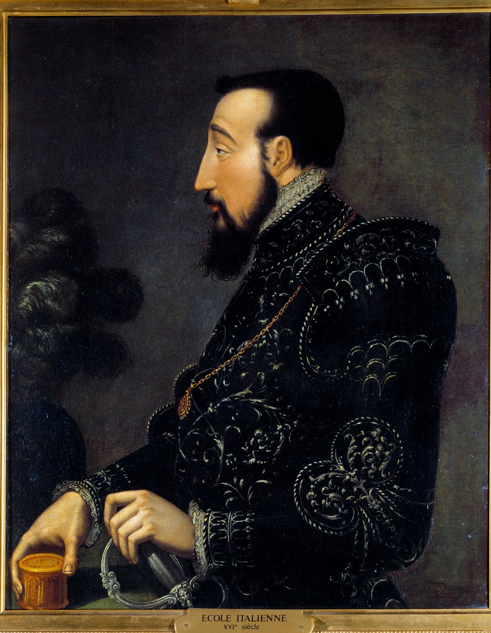 Henry II:n muotokuva, Ranskan kuningas (1519-1559) Italian koulukunnan maalaus. 16. vuosisata. Aurinko 0,58x0,46 m Chantilly, Conde-museo tekijältä Italian School
