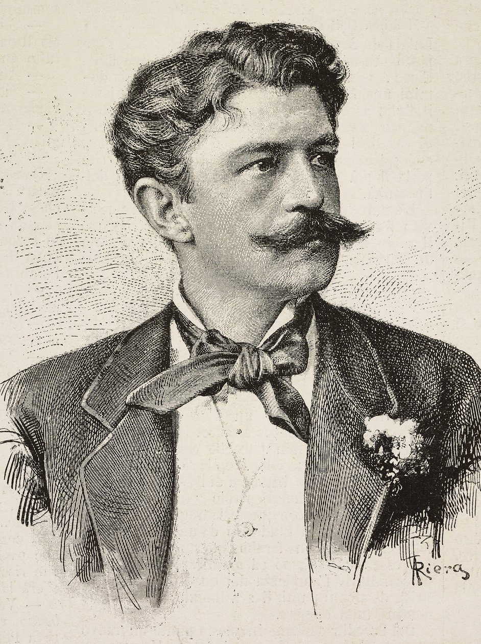 Herbert von Bismarckin (1849-1904), saksalaisen poliitikon muotokuva, kaiverrus Riera Vianello Brothersin valokuvasta, L