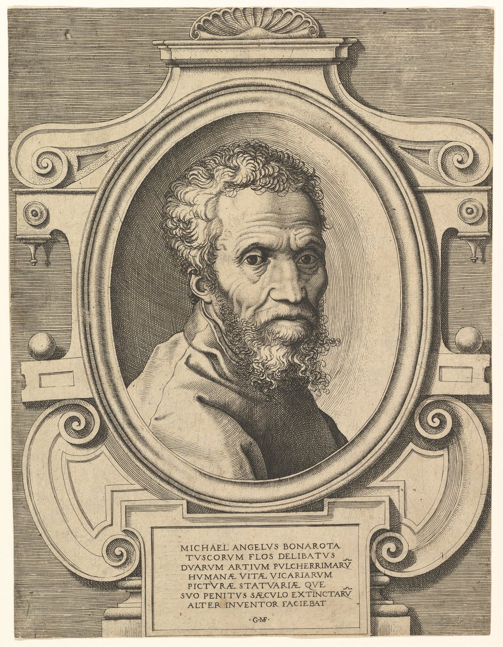 Michelangelon muotokuva, pubi. C. 1564 (kaiverrus) tekijältä Italian School