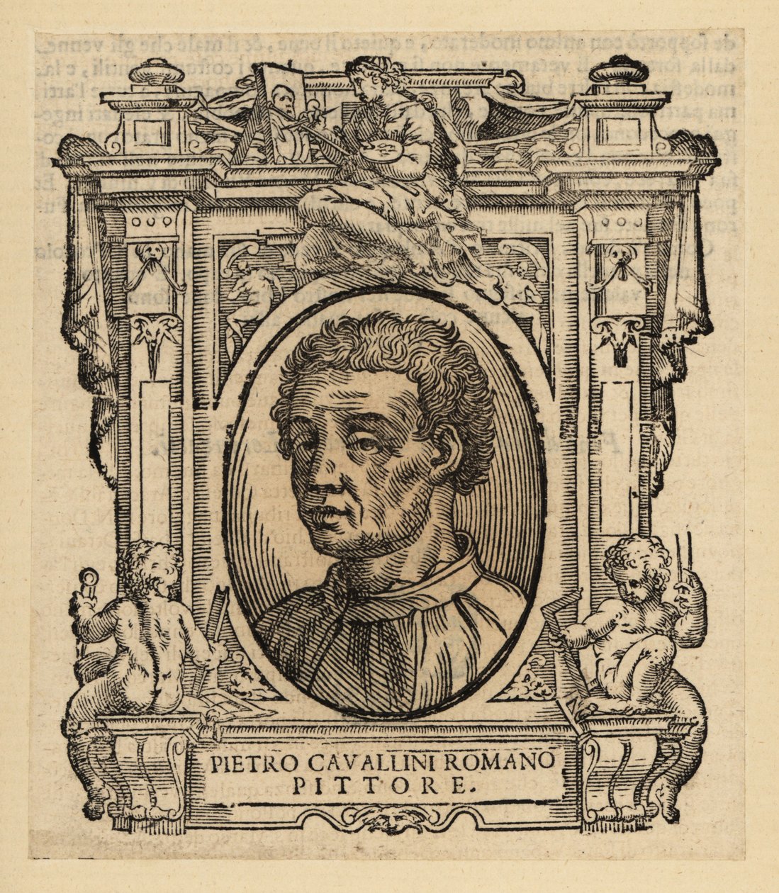 Pietro Cavallinin muotokuva, italialainen myöhäiskeskiajan taidemaalari ja mosaiikkisuunnittelija tekijältä Italian School