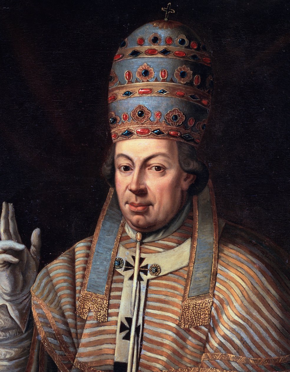 Paavi Pius VI:n muotokuva, yksityiskohta (öljy kankaalle tekijältä Italian School