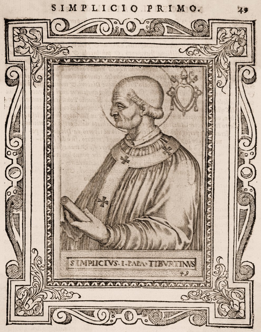 Paavi Simpliciuksen muotokuva, n. 1760 (kaiverrus) tekijältä Italian School