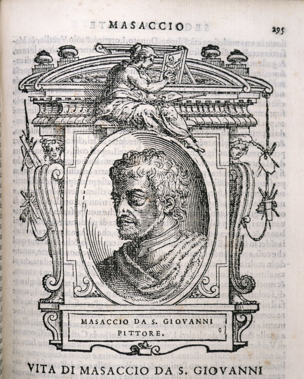 Tomaso Masaccion (1401-28) muotokuva teoksesta Vasaris Lives of the Artists, julkaistu ensimmäisen kerran 1550 tekijältä Italian School