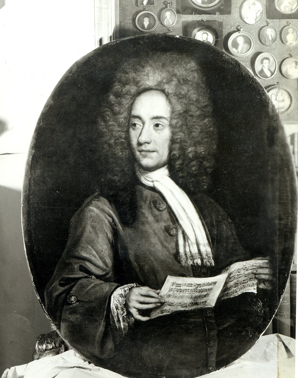 Muotokuva säveltäjä Tomaso Giovanni Albinonista (1671-1751), jolla on musiikkikappale tekijältä Italian School