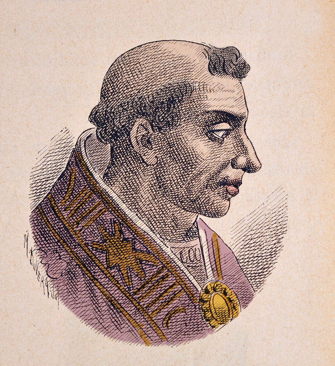 Paavi Hadrianus II:n muotokuva (867-872) tekijältä Italian School