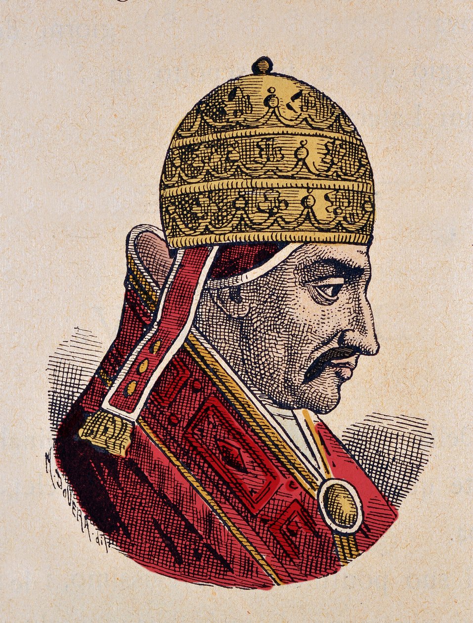 Paavi Benoit VI:n muotokuva (benedetto, Benedictus tai Benedictus) (973-974) tekijältä Italian School