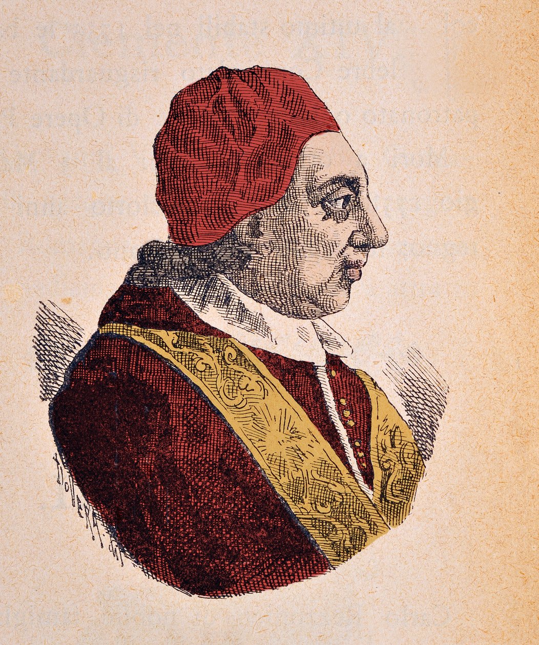 Muotokuva paavi Benoit XIV:stä (benedetto, Benedict tai Benedictus) (1740-1758), 1898 (kaiverrus myöhemmällä värityksellä) tekijältä Italian School