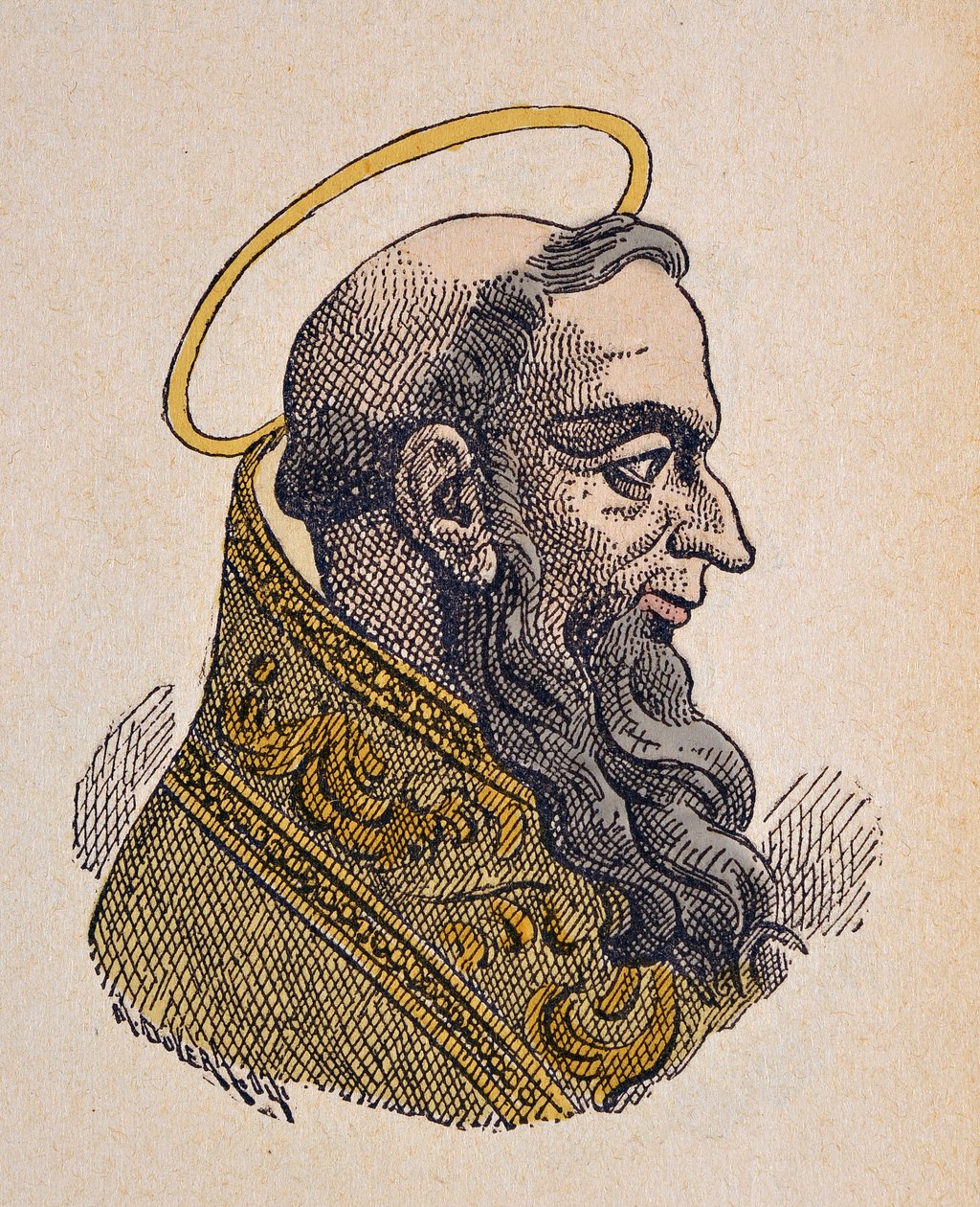 Paavi Celestine Ier (Celestine, Celestino tai Celestine I) muotokuva (422-432) tekijältä Italian School