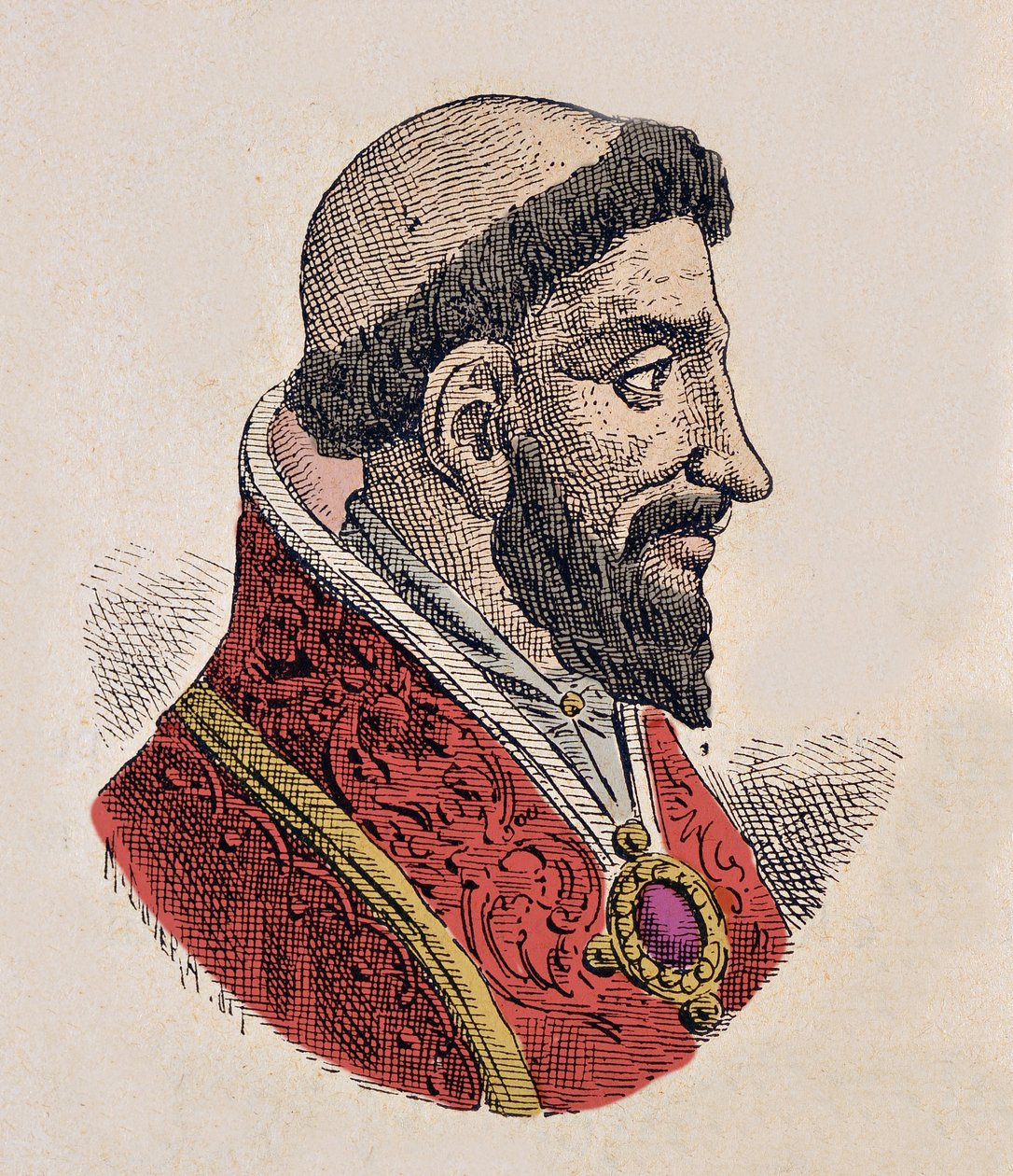 Muotokuva paavi Etienne VIII:sta (Stephen, Stefano tai Stephanus) (939-942) tekijältä Italian School